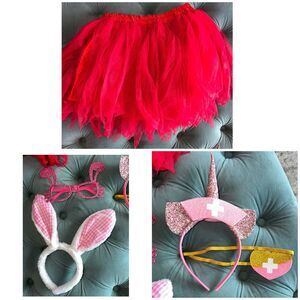 Girls Random Dress Up Bundle Accessories Skirt Headband Glasses Bunny Doctor